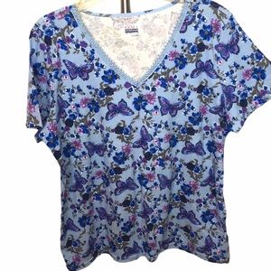 Basic Editions Blue Butterfly T-Shirt